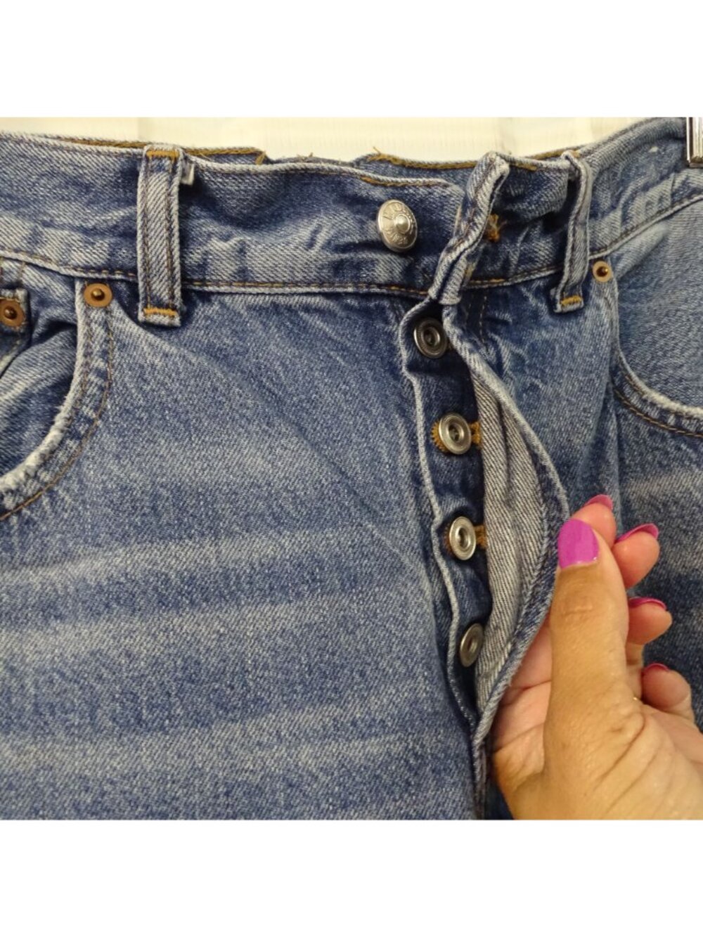 Madewell The Dean Easy Straight Jean Women Light Wash Raw Hem Button Fly Size 28 - Picture 2 of 15